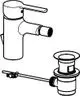 Einhebelmischer für Bidet, linksseitig montiert, mit Zugstangenablaufgarnitur. Chromoberfläche, von der Marke HANSA, zeigt einfache Bedienung und Nutzung.